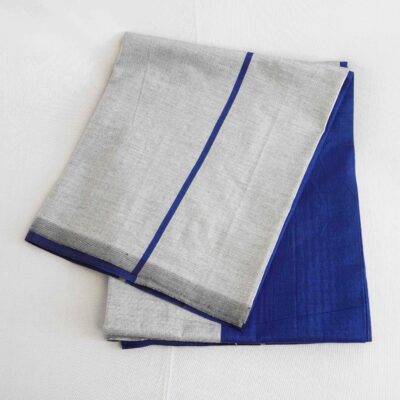 Bariq Handloom – Silver with Blue Stripes (BH011)