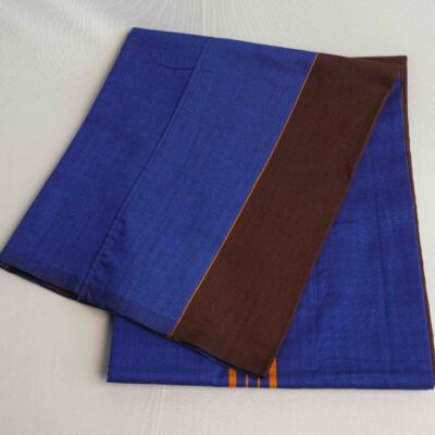 Bariq Handloom – Brown with Blue and Orange Stripes (BH015)