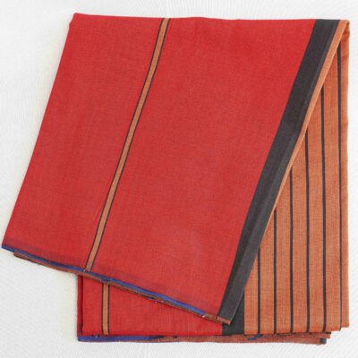 Bariq Handloom – Blue with Black and Orange Stripes (BH019)