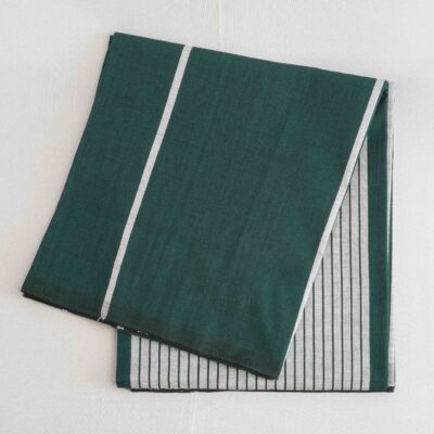 Bariq Handloom – Green with Silver Stripes (BH025)