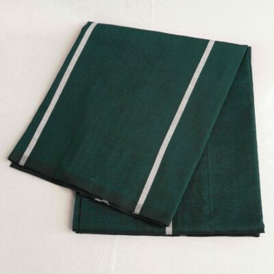 Bariq Handloom – Green with Silver Stripes (BH034)