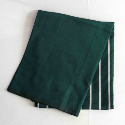 Bariq Handloom – Green with Silver Stripes (BH030)